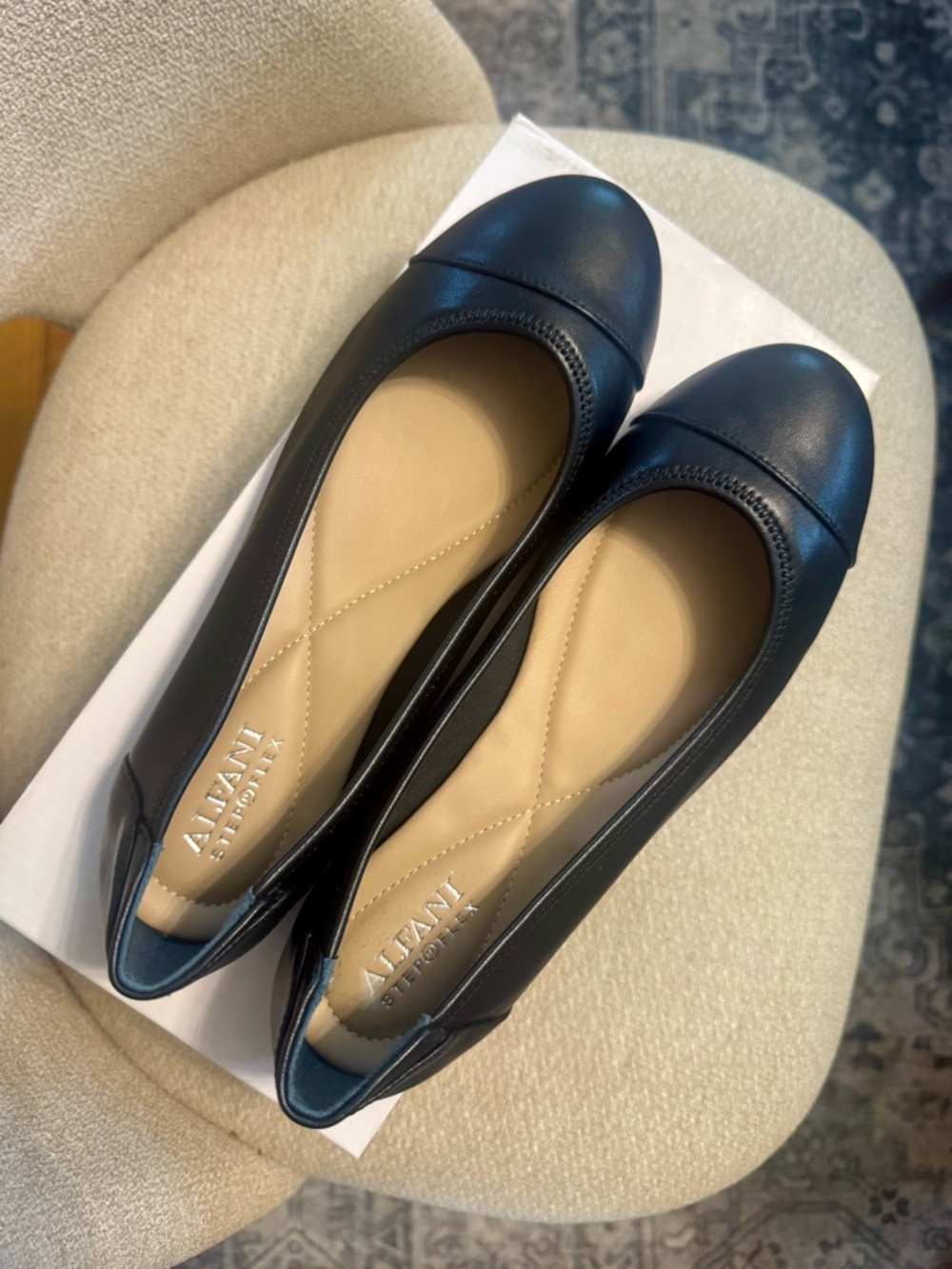 Alfani Tavii 2 Step-N-Flex Ballet Flats in Black Smooth Size 7 New In Box